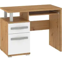 Meblocross Kirjoituspöytä ANG-02 Tammi Artisan/Valkoinen, laatikolla, ovellinen säilytystila