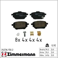 ZIMMERMANN Jarrupalasarja (4kpl), levyjarru 26236.150.2