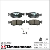 ZIMMERMANN Jarrupalasarja (4kpl), levyjarru 26786.170.2