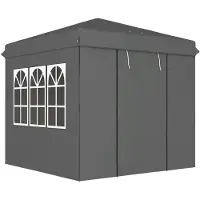 JTI Outsunny huvimaja 2.5x2.5m, vettähylkivä vakaa talvenkestävä pop-up kokoontaitettava huvimaja, UV-suojaus 50+, kokoontaitettava juhlateltta puutarhateltta puutarhateltta 4 sivupaneelilla laukku p
