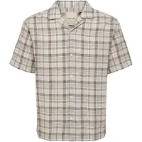 Only & Sons Onscaiden Life Check Linen Blend Ss - Brown - XL
