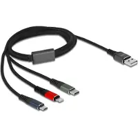 DeLOCK – USB Charging Cable 3 in 1 Type-A to Lightning / Micro USB / USB Type-C 1 m 3-coloured (87277)