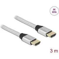 DeLOCK – Ultra High Speed HDMI Cable 48 Gbps 8K 60 Hz silver 3 m certified (85368)