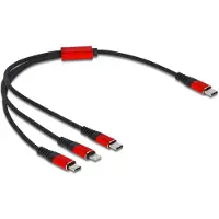 DeLOCK – USB Charging Cable 3 in 1 USB Type-C to Lightning /Micro USB /USB Type-C 30cm black/red (86710)