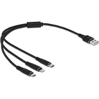 DeLOCK – USB Charging Cable 3 in 1 Type-A to Lightning / Micro USB / USB Type-C 30 cm black (87152)