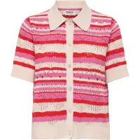 ONLY Onllula Polo S/S Cardigan Knt Noos - Red - XS