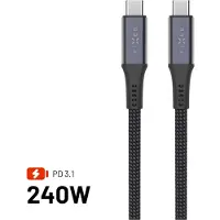 FIXED Armor 240W 4K - USB-C <-> USB-C - 1.2m - Harmaa