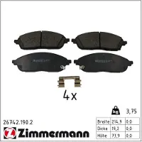 ZIMMERMANN Jarrupalasarja (4kpl), levyjarru 26742.190.2