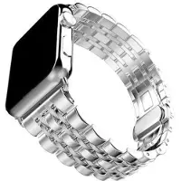 SKALO Metalliranneke, 5 lenkkiä Apple Watch Series 11 46mm - Hopea