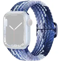 SKALO Punottu -ranneke Apple Watch SE 3 40mm - Sininen-Vaaleansininen