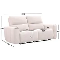 Home4You Lepotuolisohva MATIAS 3-istuttava sähkömekanismilla, vaalean beige