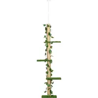JTI Kissapuu korkeussäädettävä 202-242 cm, luistamaton, juuttiköysipylväs, lastulevy, vihreä/keltainen, Grün+Gelb