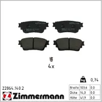 ZIMMERMANN Jarrupalasarja (4kpl), levyjarru 22864.140.2