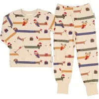 Geggamoja Bamboo Two Piece Pyjamas Santa Dogs - Multi/patterned - 98/104