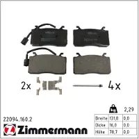 ZIMMERMANN Jarrupalasarja (4kpl), levyjarru 22094.160.2