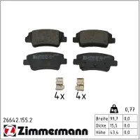 ZIMMERMANN Jarrupalasarja (4kpl), levyjarru 26642.155.2