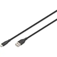 Digitus AK-600108-005-S, 0,5 m, Lightning, USB A, Uros, Uros, Musta