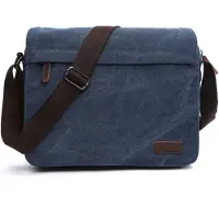 INF Messenger laukku Crossbody laukku kangasta ja nahkaa DarkBlue