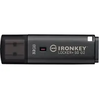 Kingston 32GB IronKey Locker+ 50 G2, salattu 3.2 Gen1 USB-A -muistitikku, musta