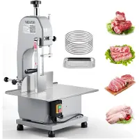 Vevor sähköinen lihavannesaha ammattikäyttöön, 1100 W:n luusahauskone, jossa 315 x 460 mm:n työpöytä, leikkauspaksuus 0–110 mm, 7 ylimääräistä vaihtoterää, luiden, pakastetun lihan, sianlihan, naudanl
