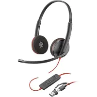 HP Poly poly blackwire 3220 stereo usb-c headset +usb-c/a adapter