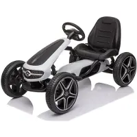 Mercedes Benz Gokart valkoinen polkuauto kumirenkailla
