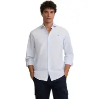 Silbon for man. S261020502329 Sport shirt oxford horizontal stripes blue (L), Casual, Cotton, Long sleeve