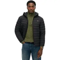 Superdry for man. M5012339A Fuji Lite Black Hooded Quilted Jacket (3XL), Casual, Recycled nylon