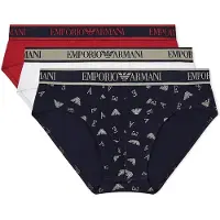Emporio Armani for man. EM000369_AF20669 Set of 3 navy logo briefs (M), White, Red, Homewear, Cotton