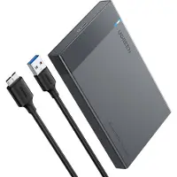 UGREEN US221 2,5" ulkoinen kiintolevy-/SSD-kotelo, SATA, USB 3.0 (musta)