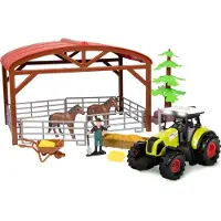 Toi-Toys - Ackers Ville Horse Stable with Tractor Light and Sound Playset 14pcs.
