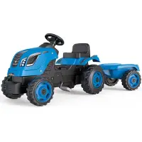 Smoby Farmer Polkutraktori + Peräkärry XL, Sininen