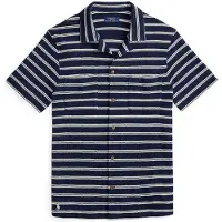 Ralph Lauren Striped Cotton-Blend Camp Shirt - Navy - S