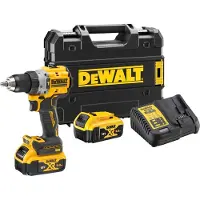 DeWalt Iskevä porakone XR 18V - - 2 kpl 5Ah akkuja - laturi - TSTAK - DCD805P2T-QW
