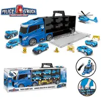Kärkkäinen Poliisi kuljetusrekka 40 cm + 5kpl pikkuautoa ja helikopteri