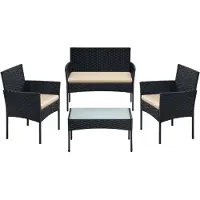 Songmics Puutarhakalustesetti, , 56,5x54,5x81,5 cm, Musta-Taupe.