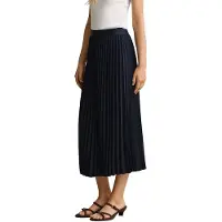 Gant for woman. 4400169 Navy blue pleated midi skirt (32), Casual, Classic, Polyester