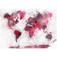 Kärkkäinen Artgeist World Map: Red Watercolors itseliimautuva fototapetti