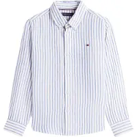 Tommy Hilfiger Linen Blend Striped Shirt Ls - Blue - 176