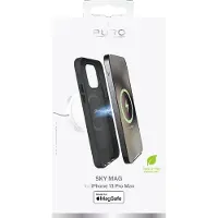 Puro Iphone 13 pro max skymag cover leather look, black