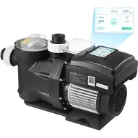 Vevor -allaspumppu, säädettävällä nopeudella, 1100 W, AC 220–240 V, 26 000 l/h, uima-altaan sisä-/yläpuolella oleva pumppu suodatinkorilla, tehokas itseimevä, ohjelmoitava ajastin, maanalaisiin ja maan