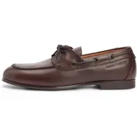 Tommy Hilfiger for man. FM0FM05748 Brown leather boat shoes Emilio (45), Flat, Laces, Casual