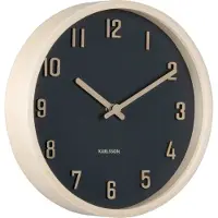 Karlsson Wall Clock Nervadura Small Black W. Light Wood - Beige - Ø 22 CM