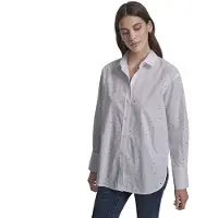 DKNY Poplin Button Front Pitkähihainen Kauluspaita