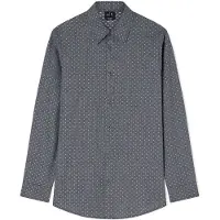 Armani Exchange for man. XM002811AF24739FB442 Regular jacquard yarn dyed navy shirt (L), Casual, Cotton, Classic, Long sleeve