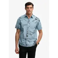Superdry for man. M4011129A Vintage Loom short sleeve blue shirt (S), Casual, Cotton