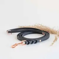 Tyylivoitto BioThane-hihna Braid, musta/ruusukulta