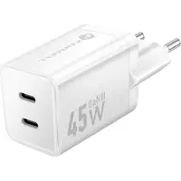 Forcell Laturi - - 45W - Kaksinkertainen USB-C - GaN III - Ultra-kompakti Valkoinen
