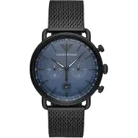 Emporio Armani EMPORIO AR11201 Chrono teräsverkko musta sininen miesten rannekello