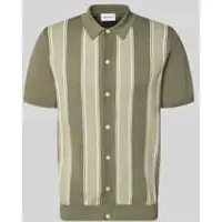 Lindbergh Knitted Polo Cardigan - Green - M